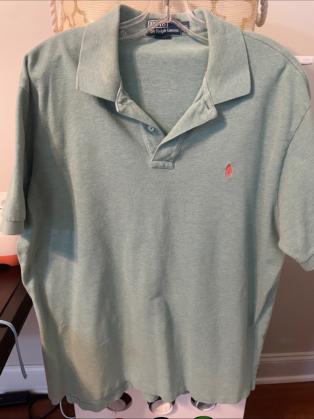 Polo by Ralph Lauren Light Mint Green Short-Sleeve Polo with Coral Pony